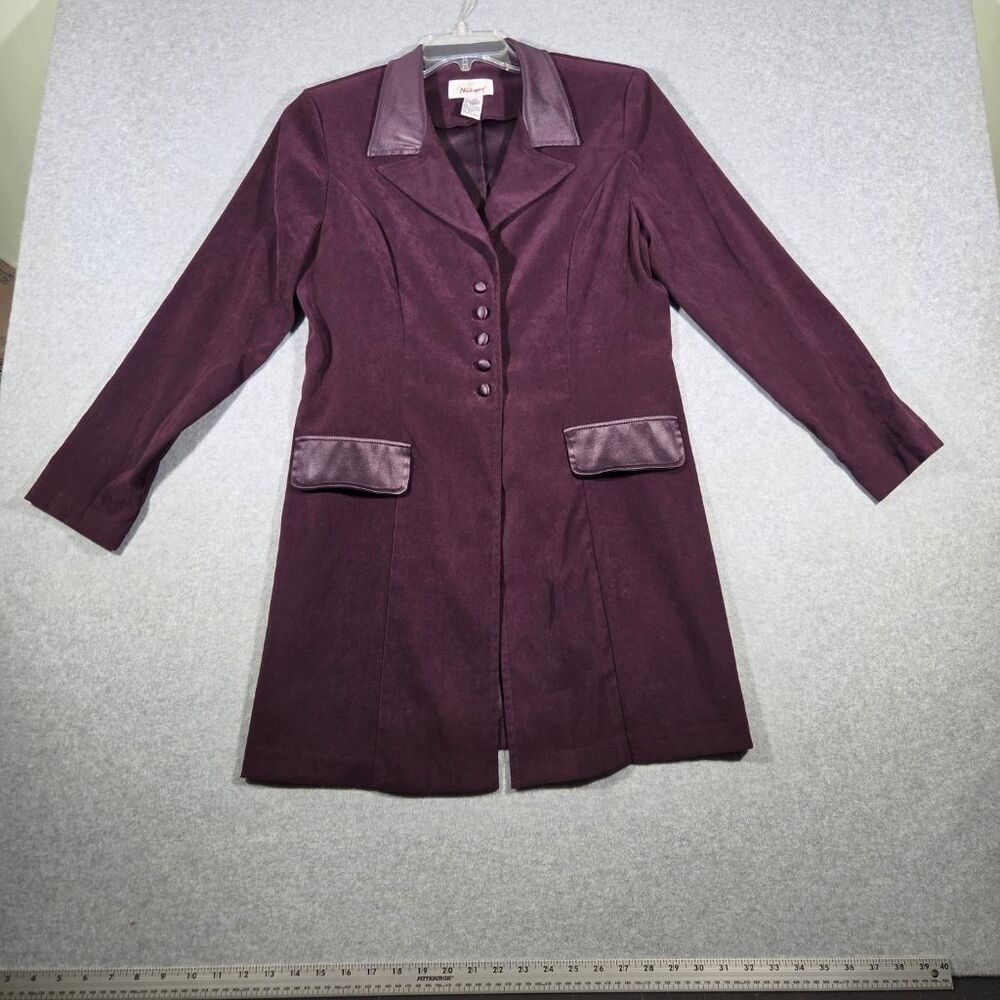 Worthington Womens 14 Purple Faux Suede Longline Blazer Jacket Coat Whimsogoth